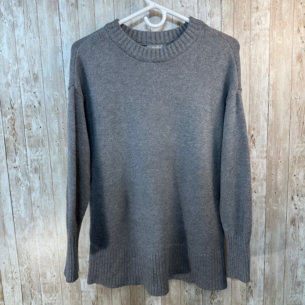 Marled Womens Gray Crew Neck Long Sleeve Knit Pullover Sweater size Medium